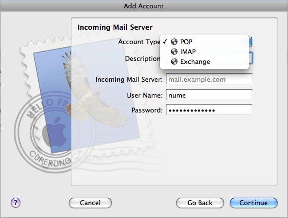 Configurare cont client Apple Mail