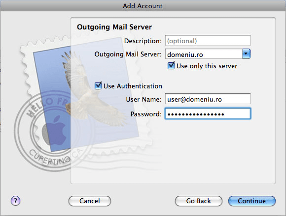 Configurare cont client Apple Mail