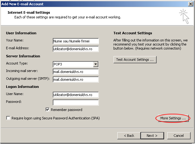 Configurare cont client Microsoft Outlook 2007