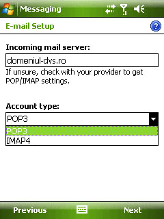 Configurare cont client Windows Mobile 6.x