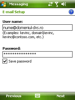 Configurare cont client Windows Mobile 6.x